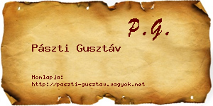 Pászti Gusztáv névjegykártya